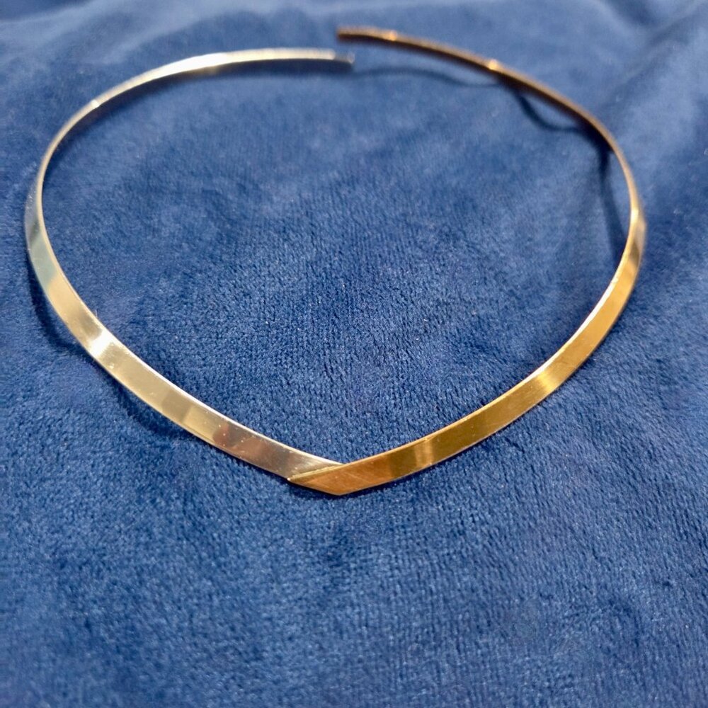 Vintage Ed Levin Sterling Silver and Bronze Modernist Choker Necklace